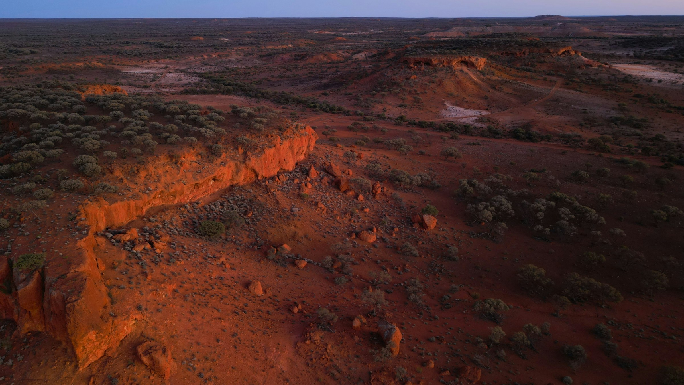Ancient red rock formations at golden hour, Mount Magnet, Western Australia